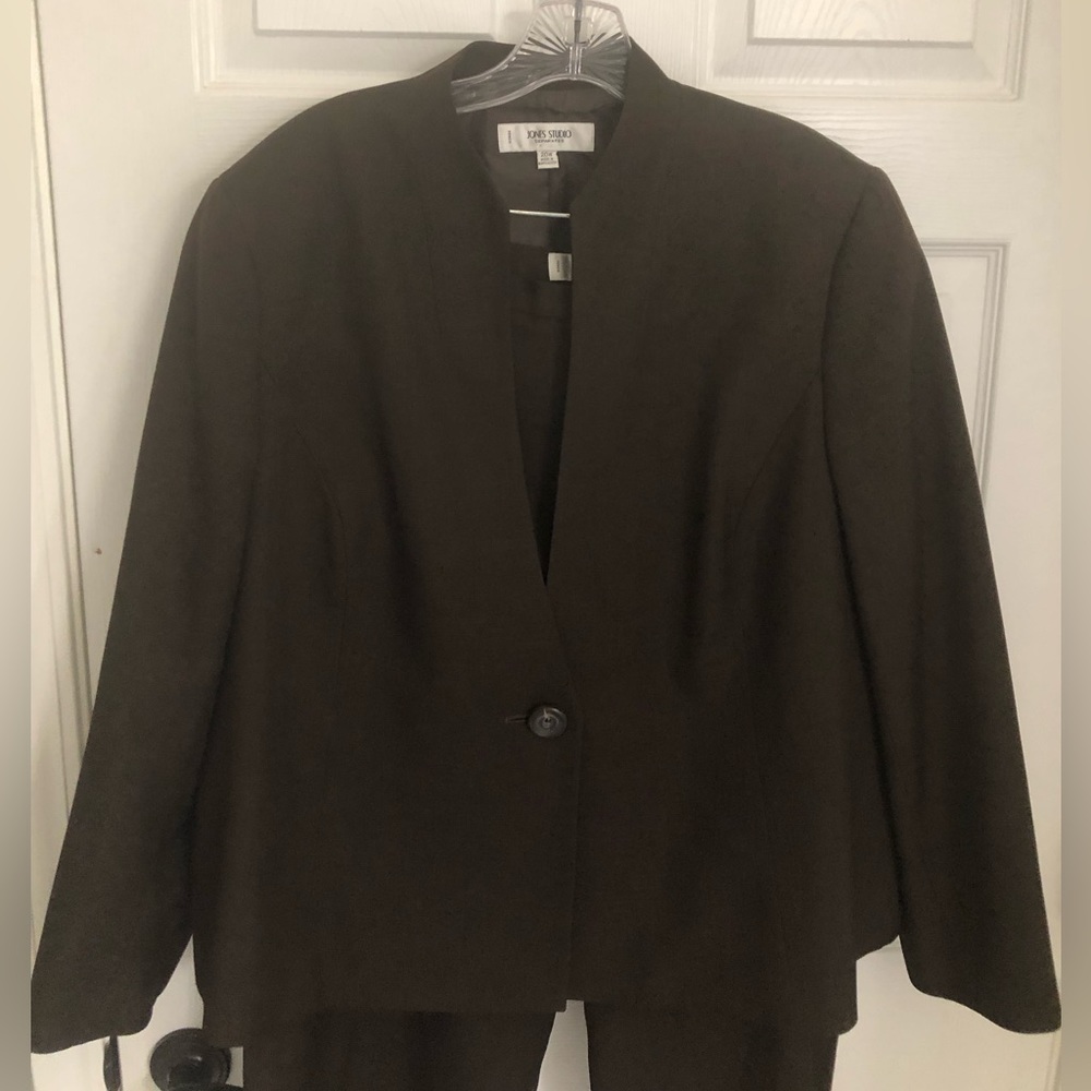 Dress Barn-Jones Studio Suit Jacket, Brown, 20W